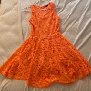 Express Neon-Orange Skater Dress